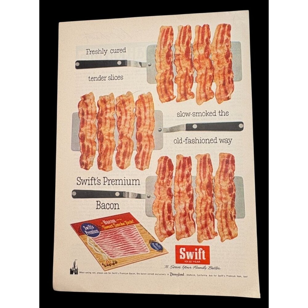 Swifts Premium Bacon Vintage Print Ad 1950s Kitchen Wall Art 101st Year